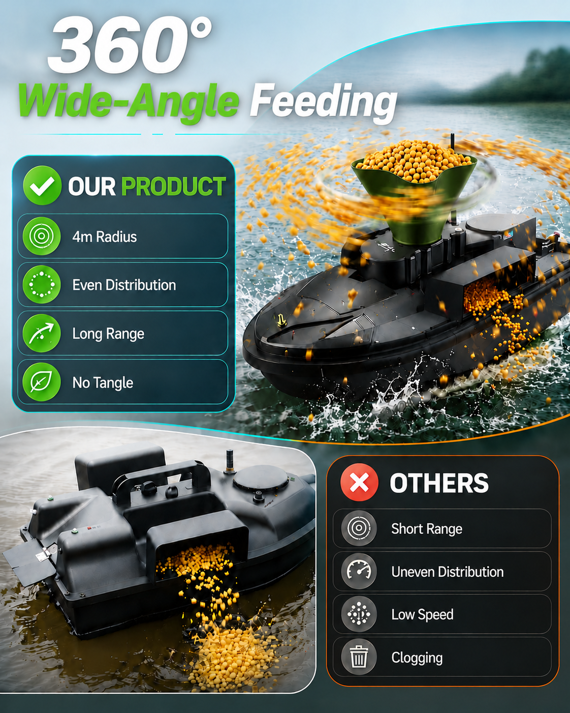 360° Rotating Bait Dispenser & - огляд і ціна Fishing Gps